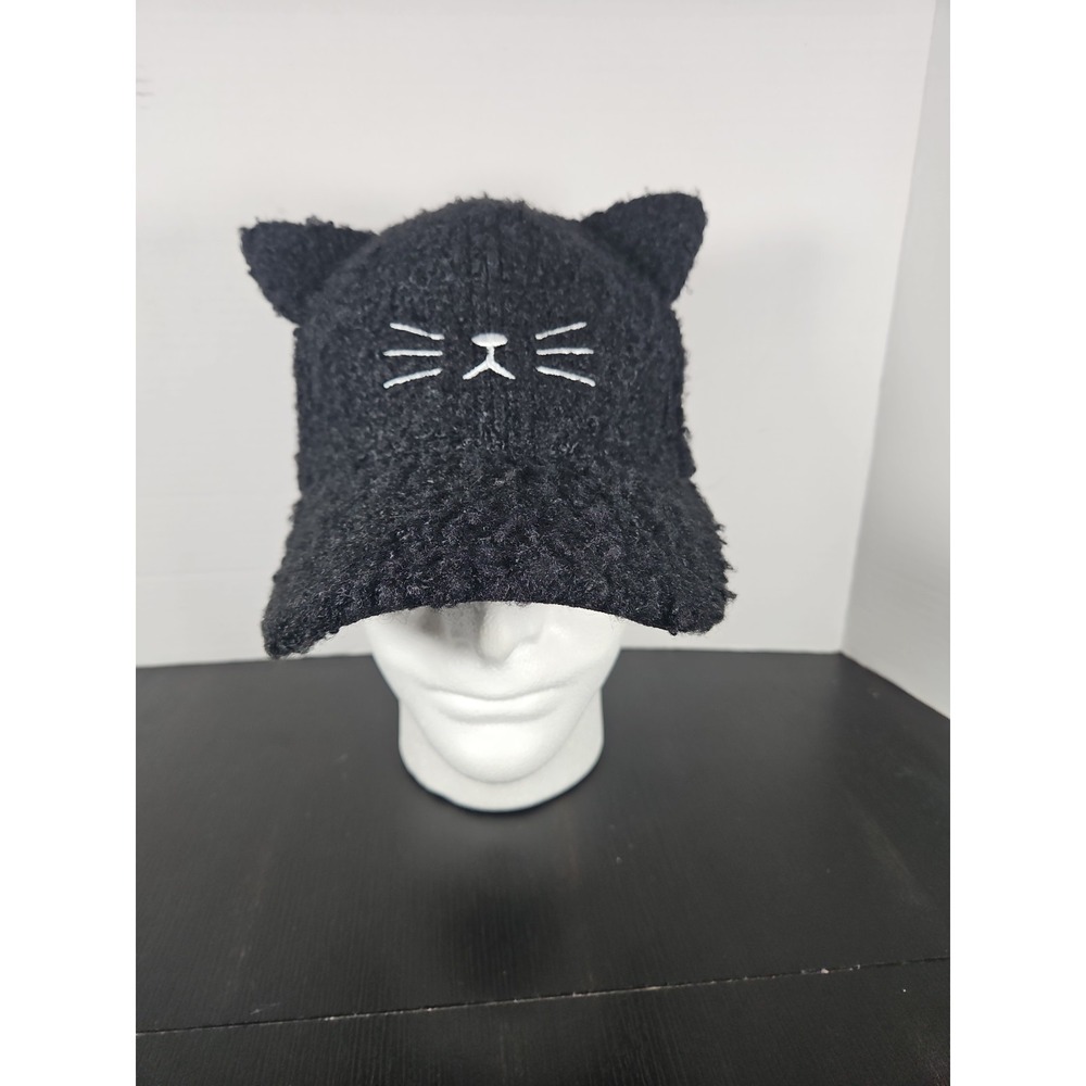 David And Young Cap Black Cat With Ears, Fuzzy, Strap Back, New With Tags